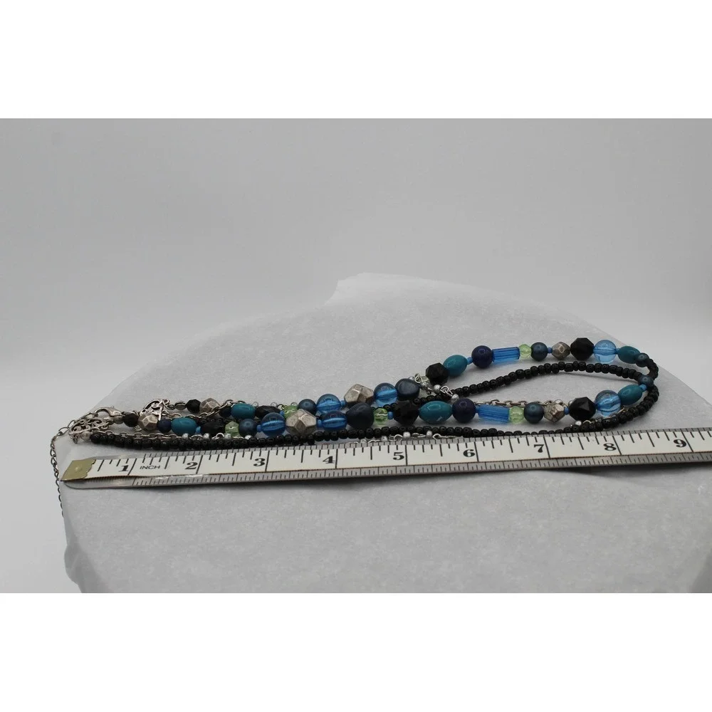 Teal Bead 3-Strand Necklace, Vintage Design House Jewelry